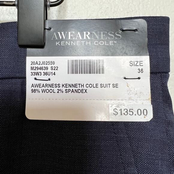 Awearness Kenneth Cole NWT Modern Fit Suit Separates Pants, Blue Size 36 - Picture 9 of 9